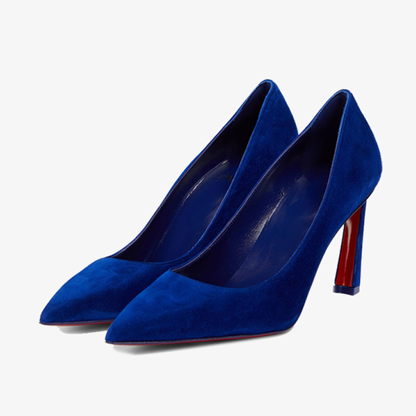 Blue Suede Pointed Toe Pumps