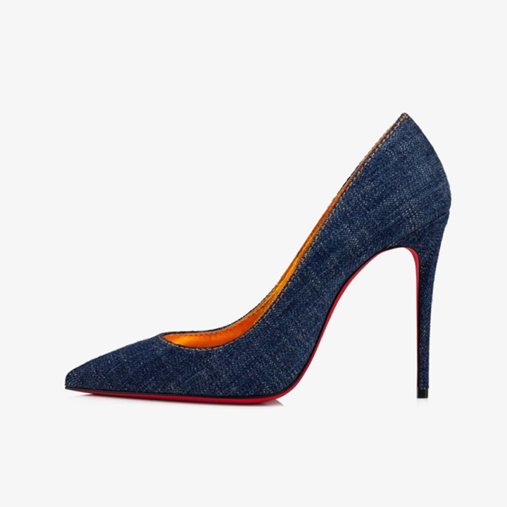 Blue Denim Pump with Low-Cut Vamp - ARNO CONTI