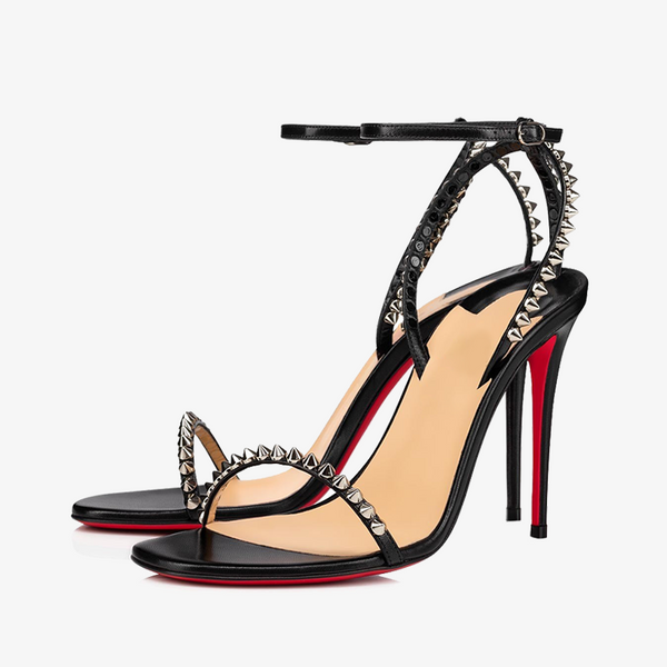 Bold Black Leather Sandal with Spikes