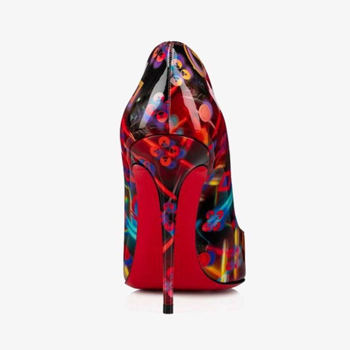 Multicolor Patent Pumps with V-Shaped Notches - ARNO CONTI