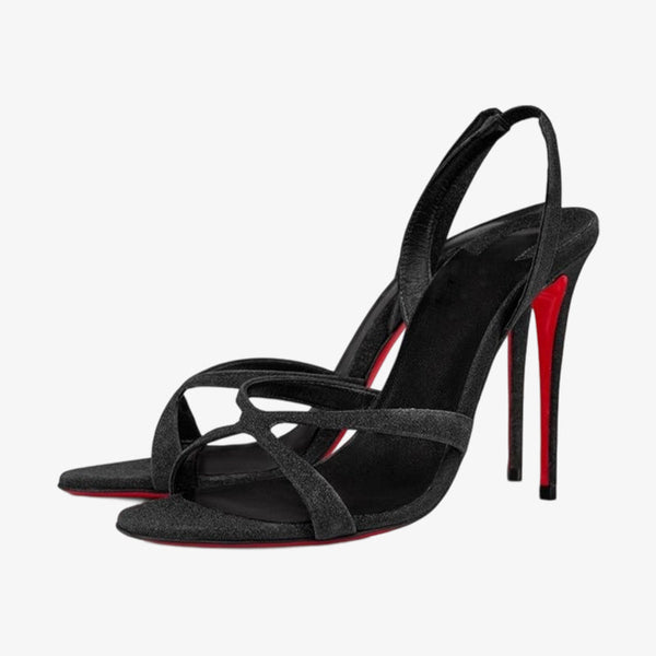 Glitter Calf Leather Strappy Sandals