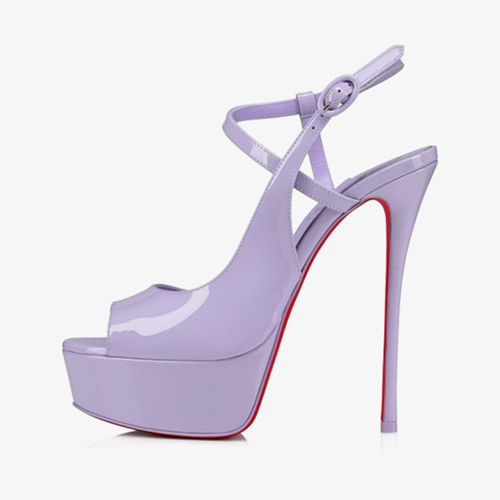 Purple Patent Leather Peep-Toe Pump - ARNO CONTI