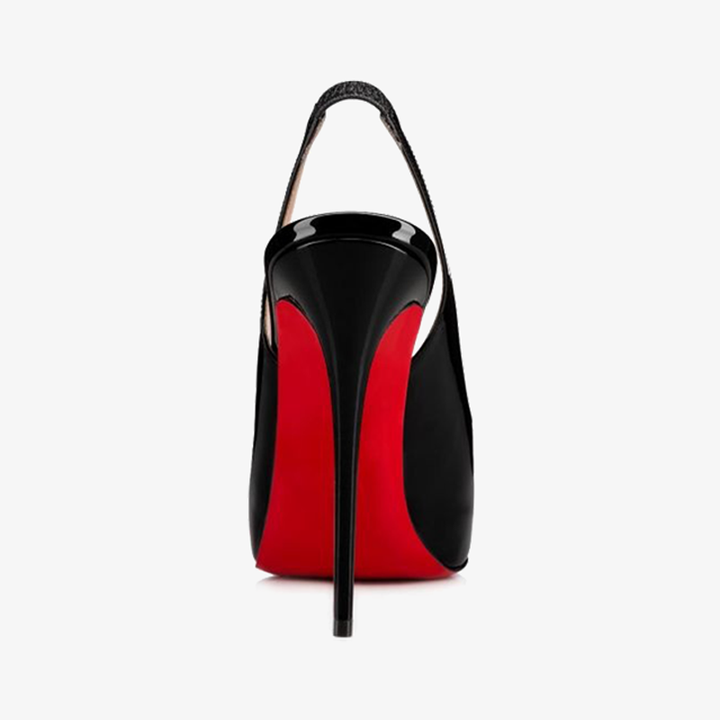 Black Patent Leather Peep Toe Pumps - ARNO CONTI