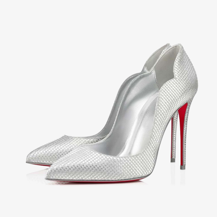Silver Embossed Sequin Pumps ， alow-cut vamp - ARNO CONTI