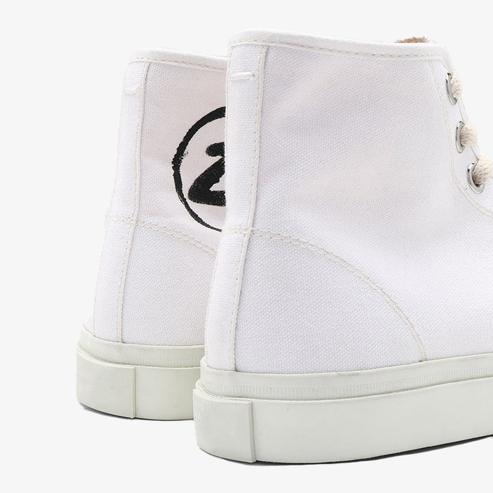 Classic White Cotton Sneakers - Arno Conti Shoe