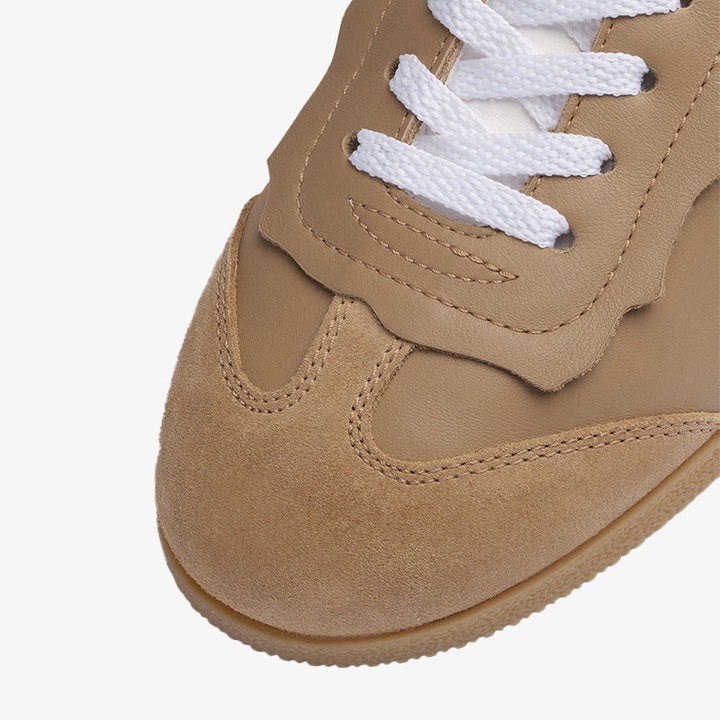 Sand Yellow Leather Lace-Up Sneakers - Arno Conti Shoe