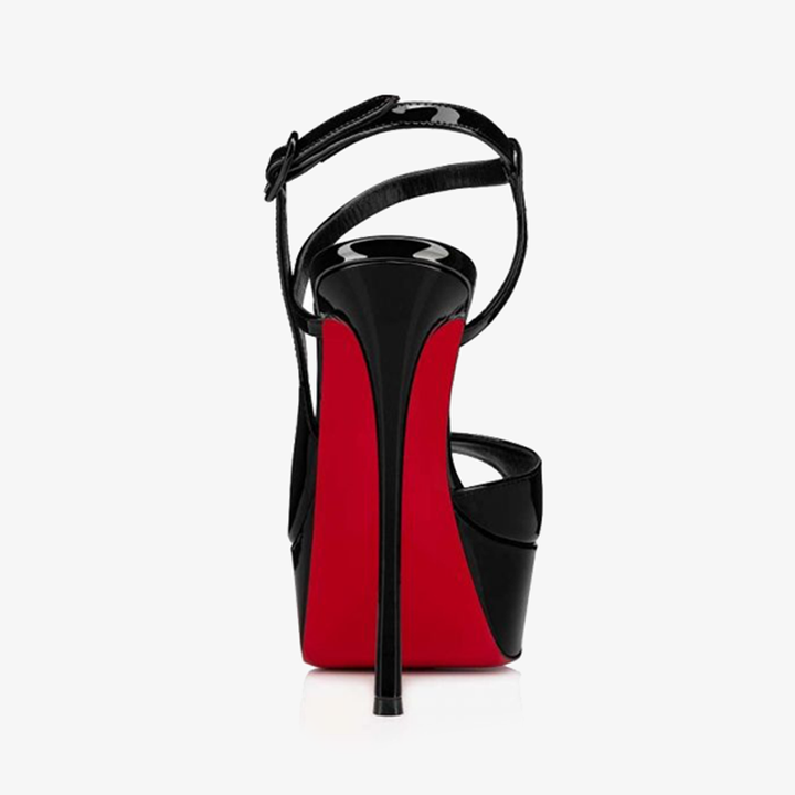 Black Patent Leather Sandal Stiletto - ARNO CONTI