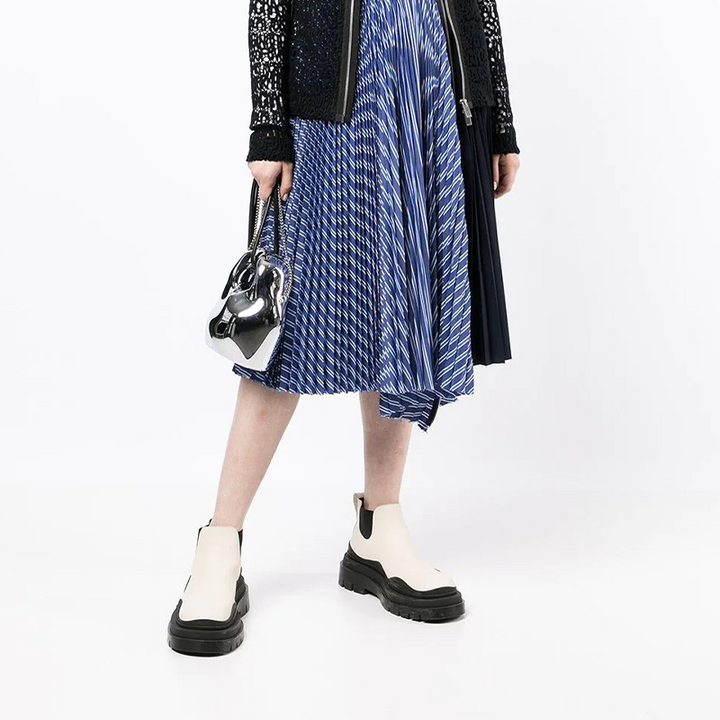 Black/White Cropped Chelsea Boots - Arno Conti Shoe