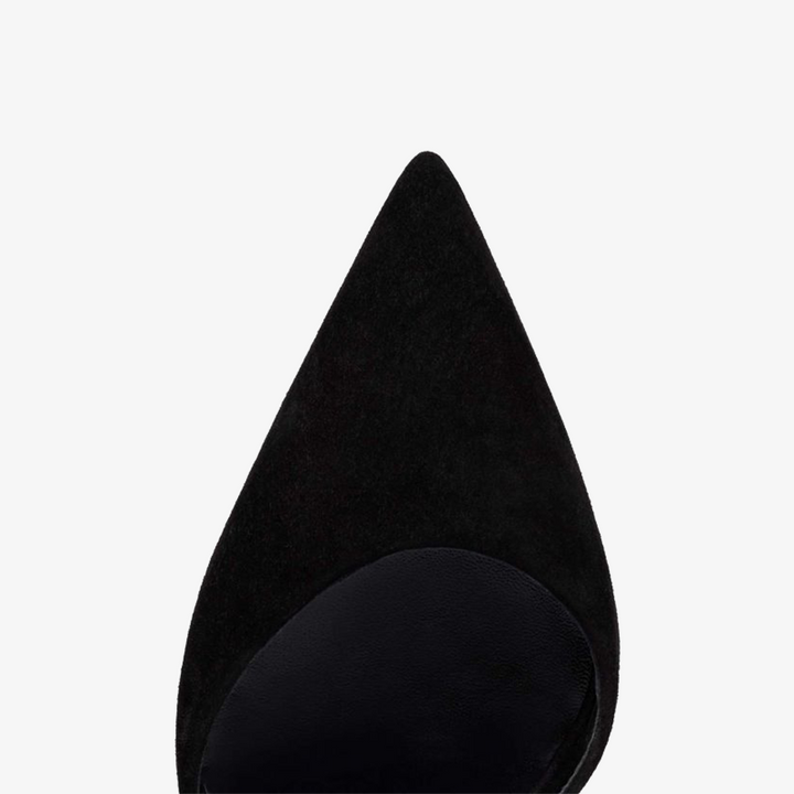 Black Calf Suede Pointed Toe Pumps - ARNO CONTI