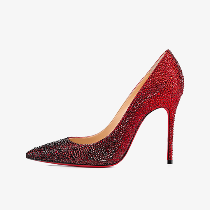 Black and Red Strass Embellished Pumps - ARNO CONTI
