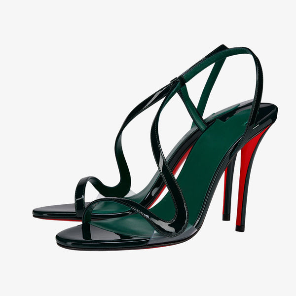 Dark Green Patent Stiletto Sandal