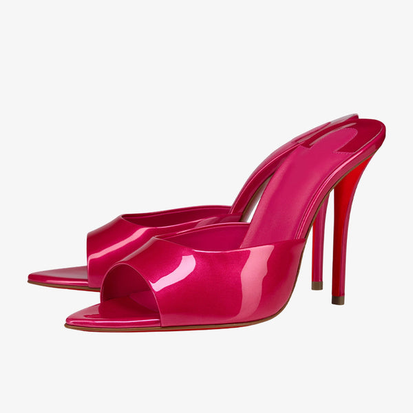 Fuchsia Patent Leather Stiletto Mule