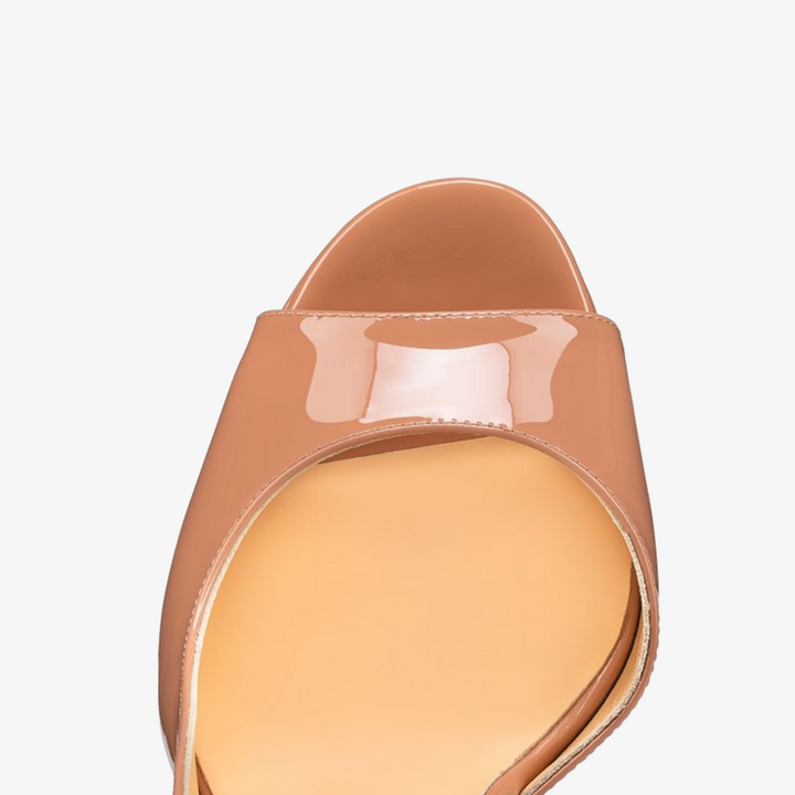 Nude Patent Leather Peep-Toe Pump - ARNO CONTI