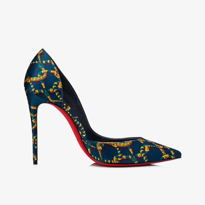 Midnight Blue satin Pump with Plunging Decollete - ARNO CONTI