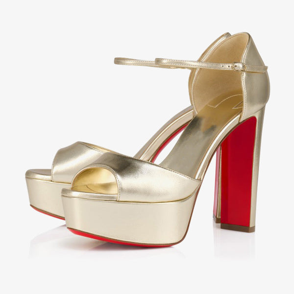 Platinum Laminated Leather Platform Sandals