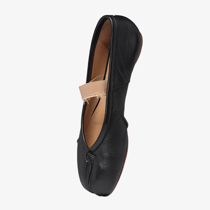 Distressed Leather Split-toe Ballerinas - Arno Conti Shoe