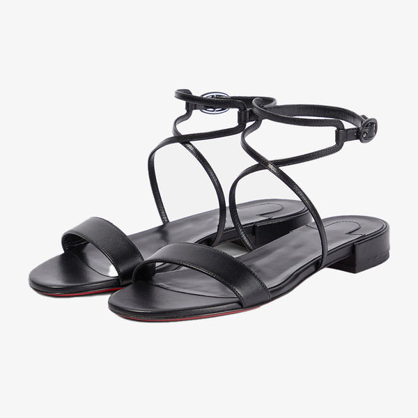 Fashionable Black Calf Leather Sandal