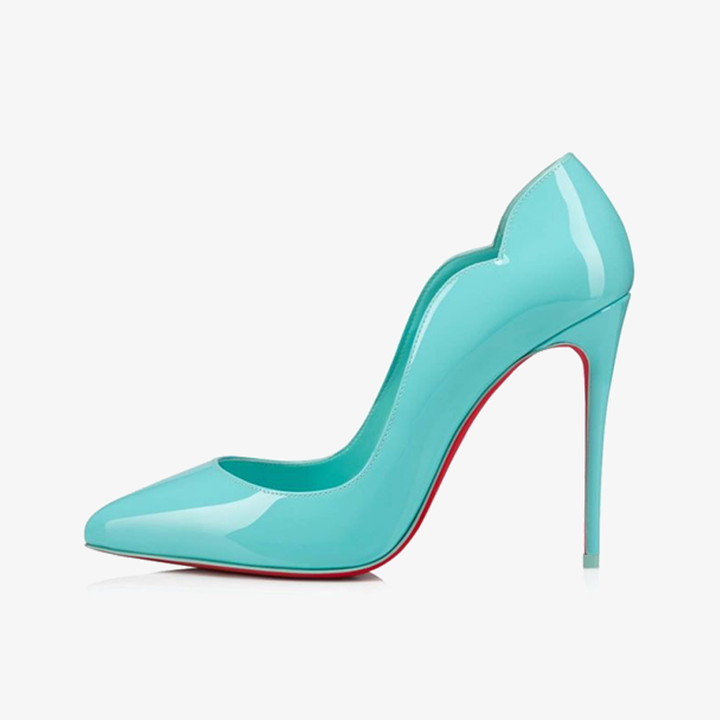 Blue Patent Leather Pump with Stiletto Heel - ARNO CONTI