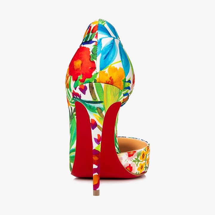 Multi-color Floral Satin Crepe Pumps - ARNO CONTI