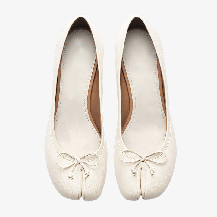 White Split-toe Ballerina Shoes - Arno Conti Shoe