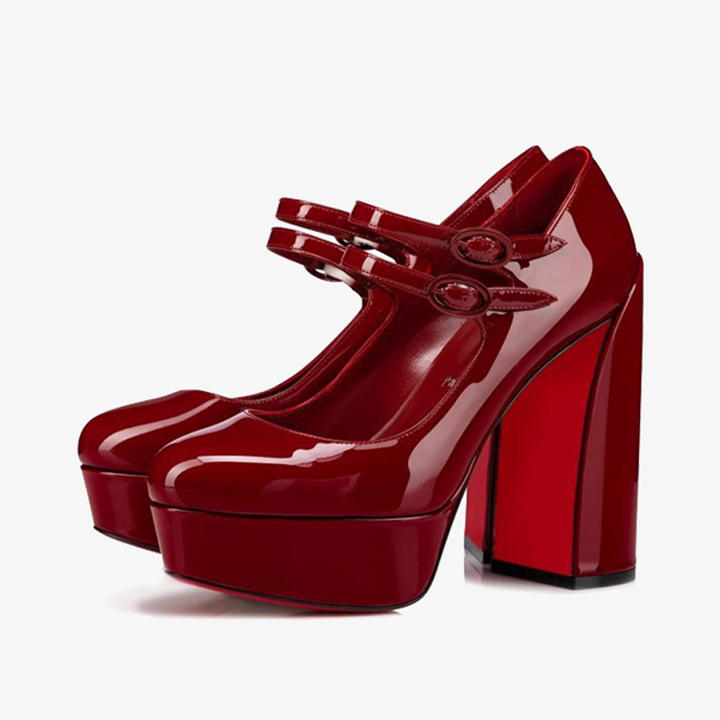 Red Patent Leather Pumps ，Adjustable Straps - ARNO CONTI
