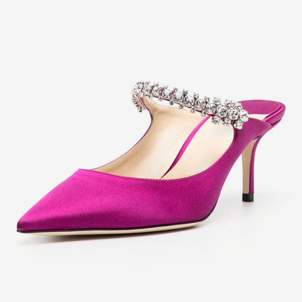 Purple Satin Elegant Mules