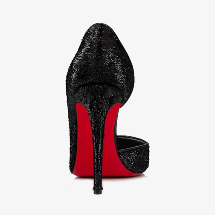 Trendy Black Laminated Velvet Pump - ARNO CONTI