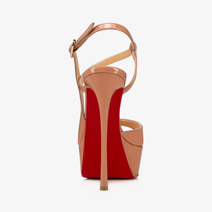 Nude Patent Leather Peep-Toe Pump - ARNO CONTI