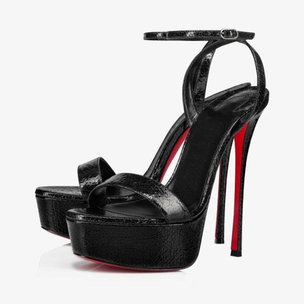 Bold Black Star Textured Sandals