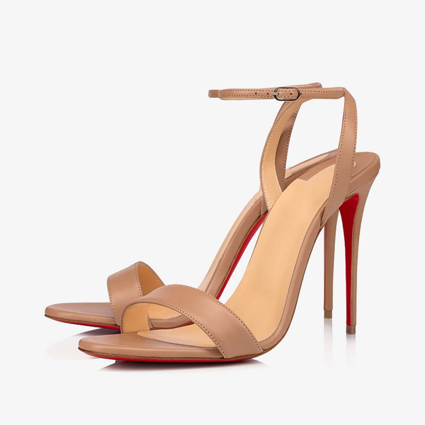 Elegant Beige Calf Leather Stiletto Sandals