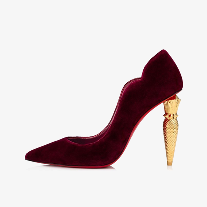 Red Veau Velours Pump with Gold Heel - ARNO CONTI