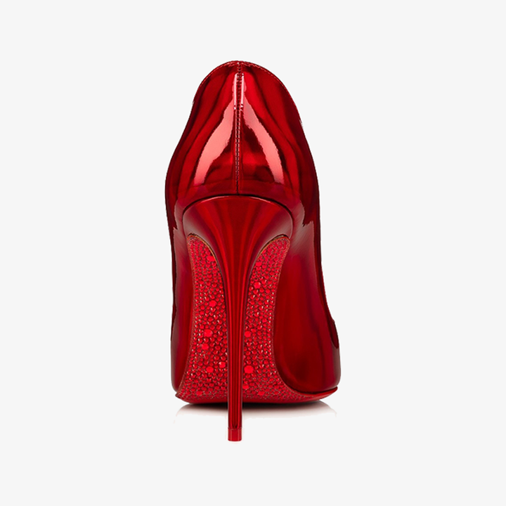 Red Patent Leather PumpHand-Placed Red Strass - ARNO CONTI