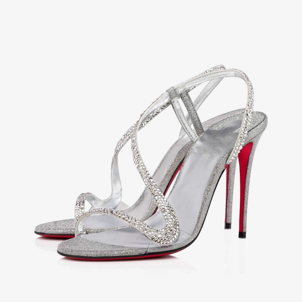 Creative Silver Suede Sandal with Strass