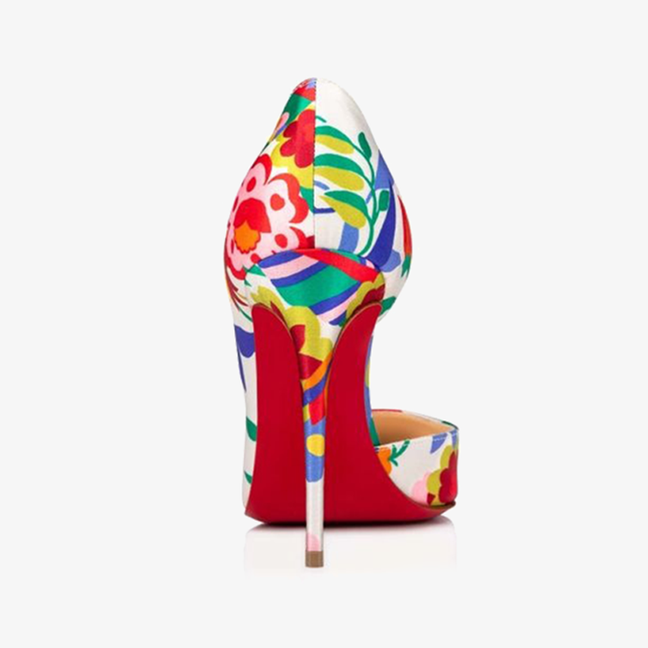 Multicolored Floral-Print Satin Stiletto - ARNO CONTI