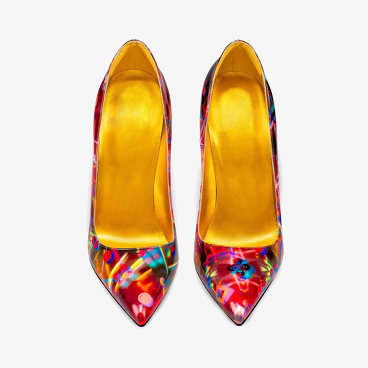 Multicolored Print Patent Leather Pumps - ARNO CONTI