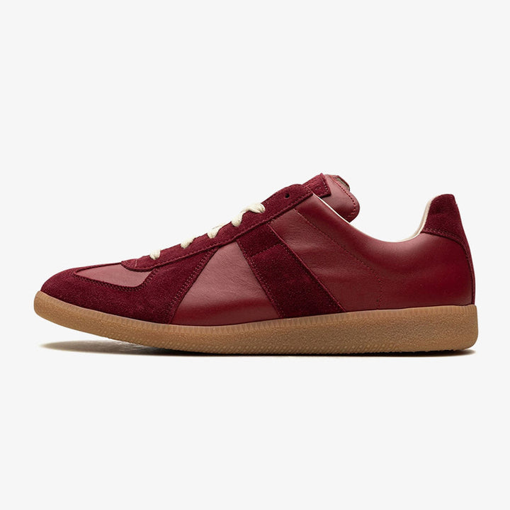 Red Leather Lace-Up Sneakers - Arno Conti Shoe
