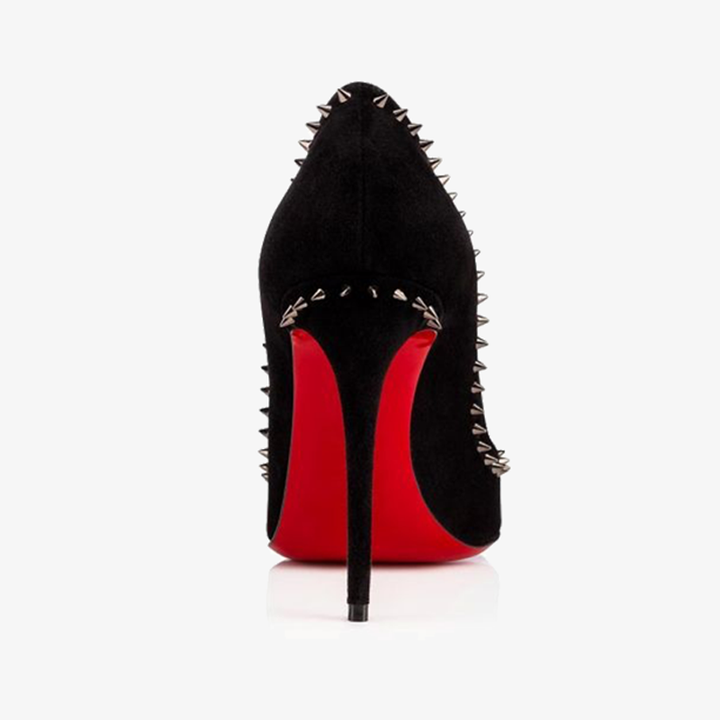 Black Suede Pumps with Gunmetal Spikes - ARNO CONTI