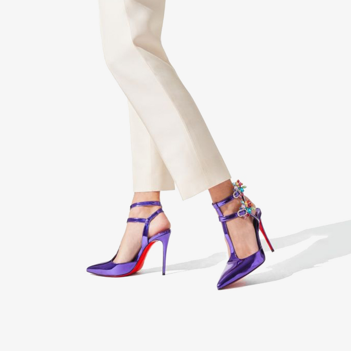 Multicolored Strass-Embellished Calfskin Leather Pumps - ARNO CONTI