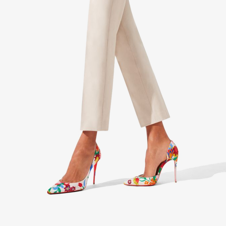 Multicolored Floral-Print Satin Stiletto - ARNO CONTI