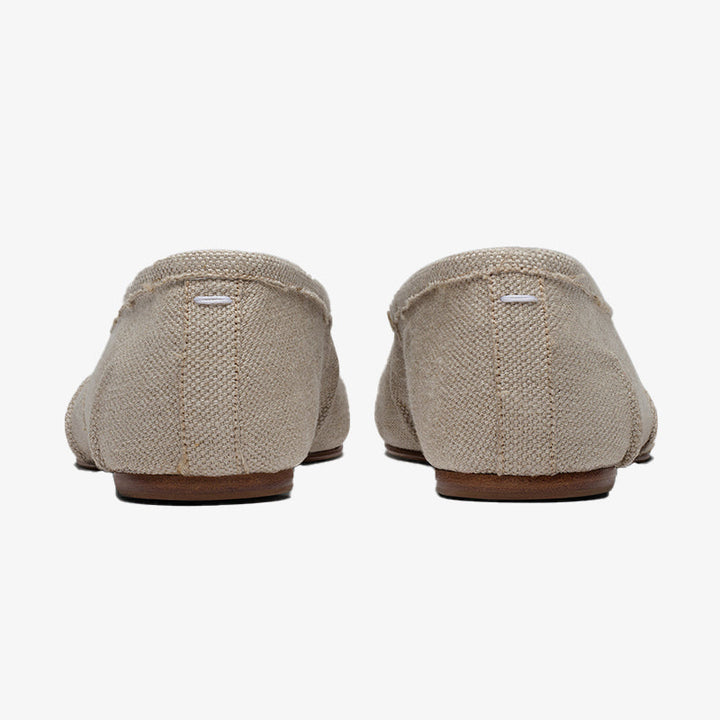 Textured linen Ballerinas with Handmade Folds - Arno Conti Shoe
