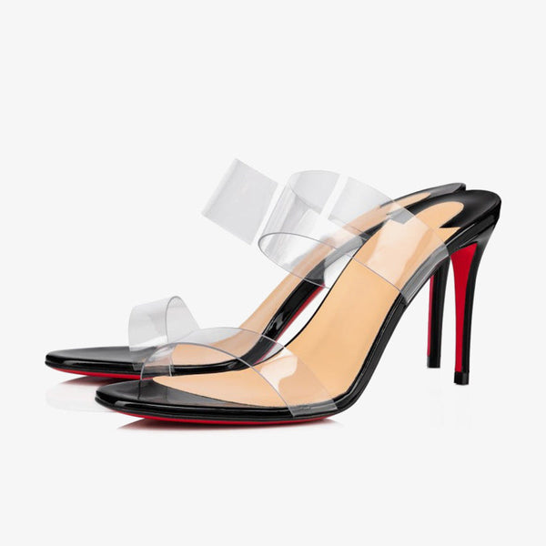 Elegant Black PVC Mule Sandals