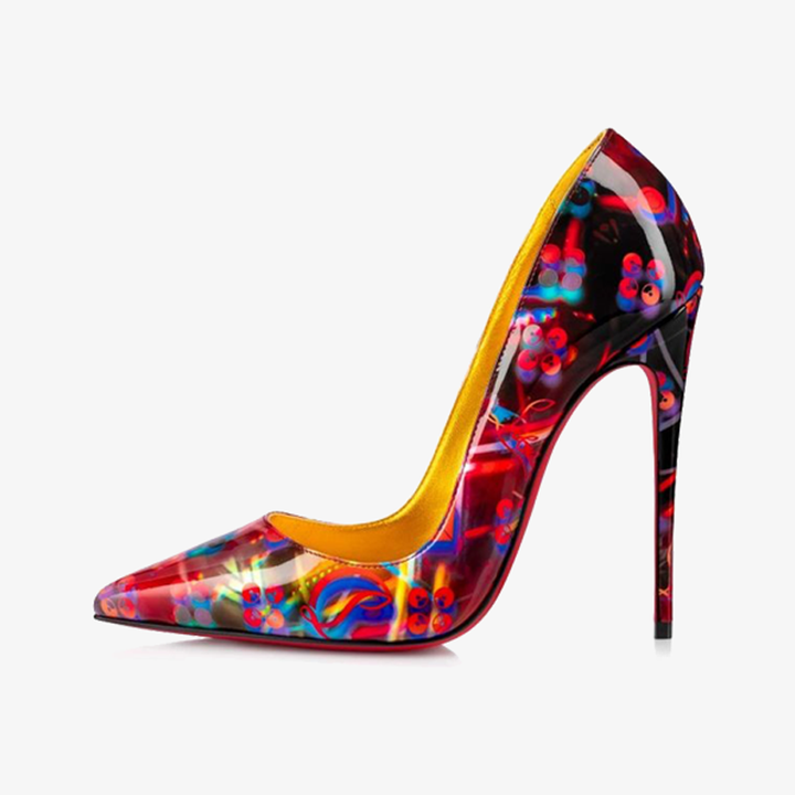 Multicolored Print Patent Leather Pumps - ARNO CONTI