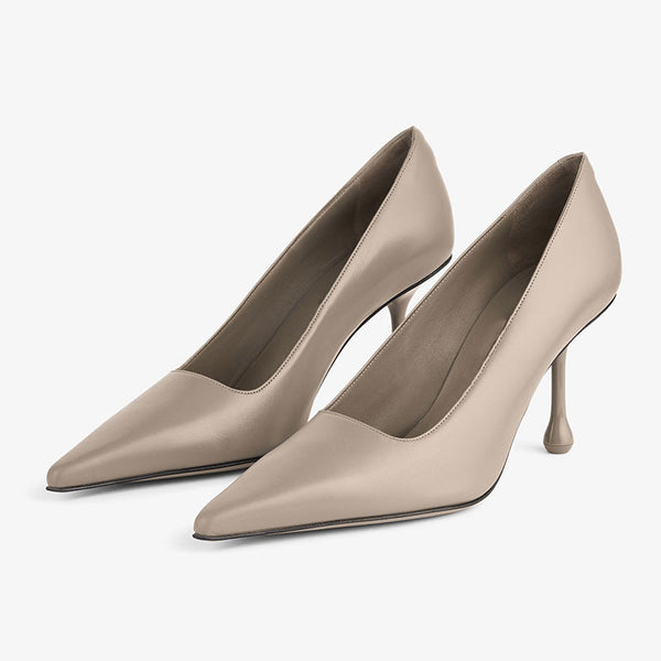 Smooth Leather Drop-Heel Pumps