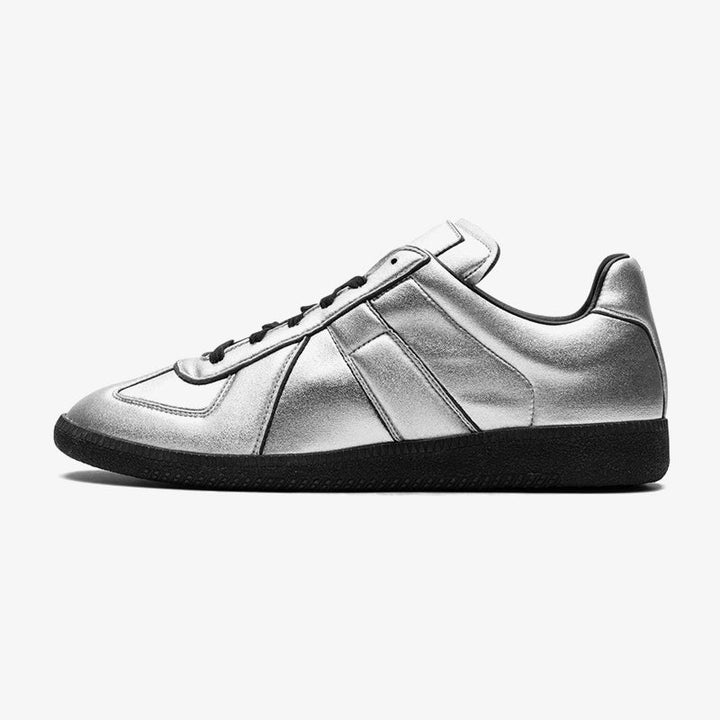 Silver-Tone Lace-Up Sneakers - Arno Conti Shoe