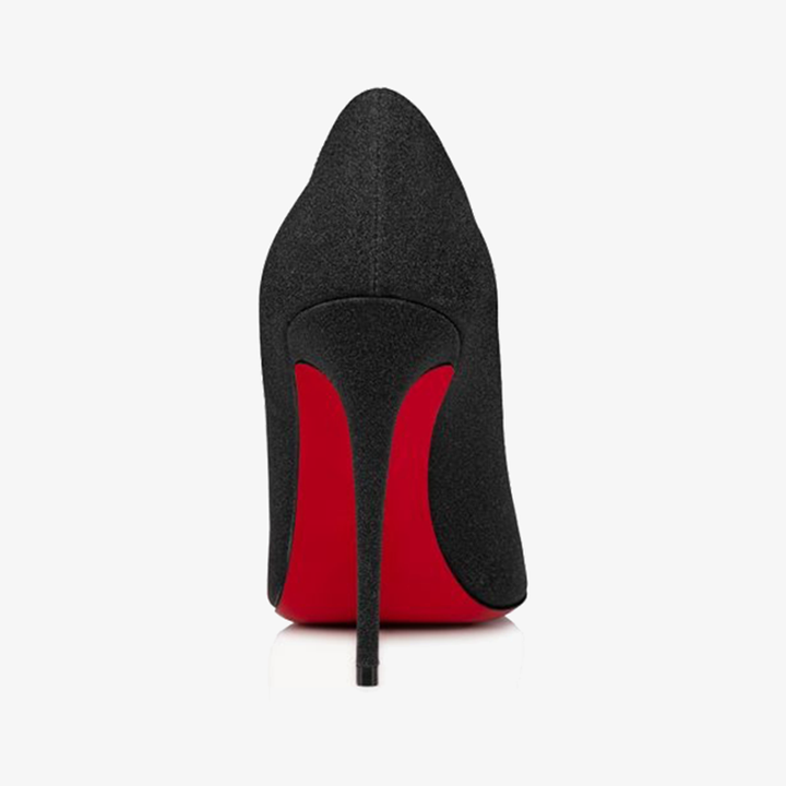 Black Glitter Suede Pointed-Toe Pump - ARNO CONTI
