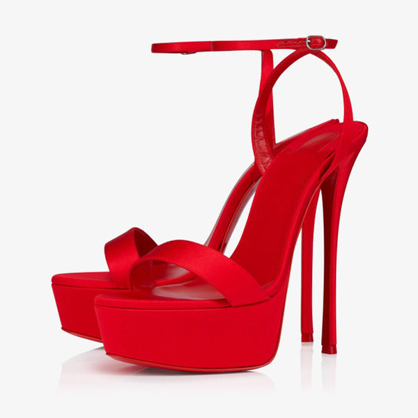 Dramatic Red Satin Evening Heels