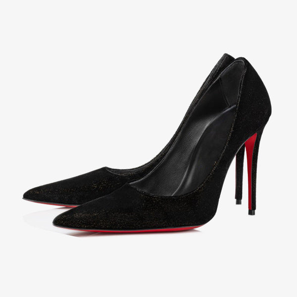 Black-Gold Velvet Pumps