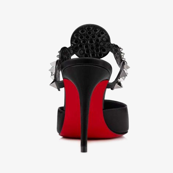 Black Leather with Strass and Silver Spikes - ARNO CONTI