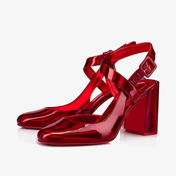 Red Patent Leather Cross-Strap Pump
