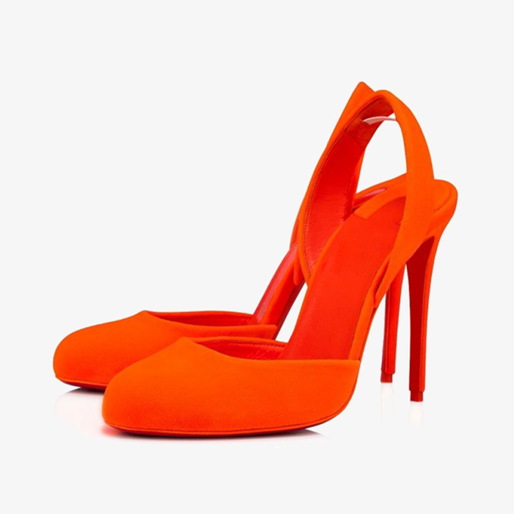 Orange Velvet Low-Top Pumps - ARNO CONTI